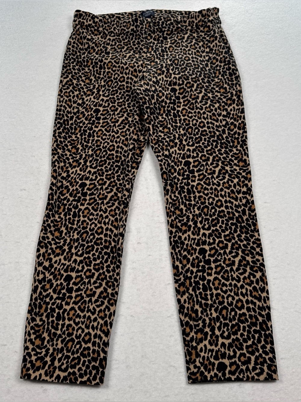J. CREW Winnie Pant Women's 4 Leopard Animal Print Slim Stretch Side Zip Dressy